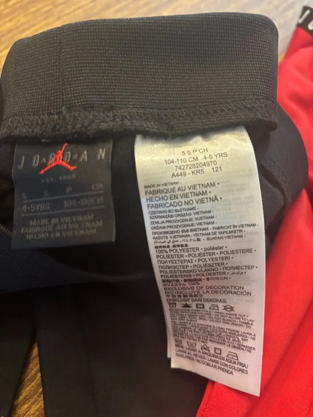 Puma, Jordan Sweat Suit, Black & Red, Size 5 - Picture 3 of 5